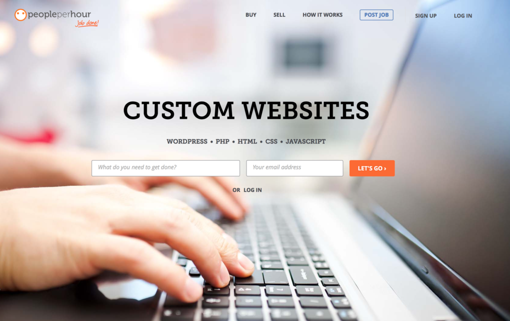 Homepage of Peopleperhour website