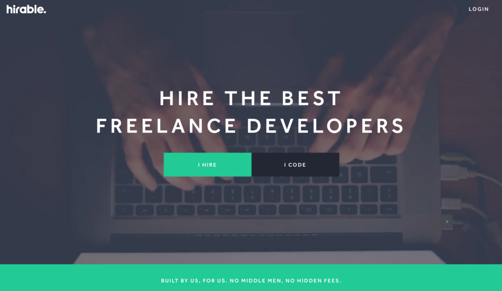 Homepage of Hirable website
