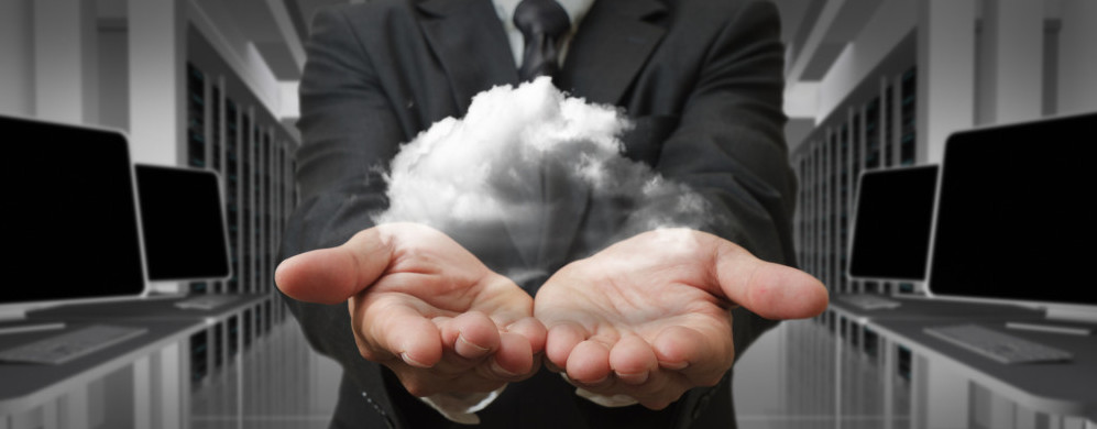 Businessman and the cloud computing concept