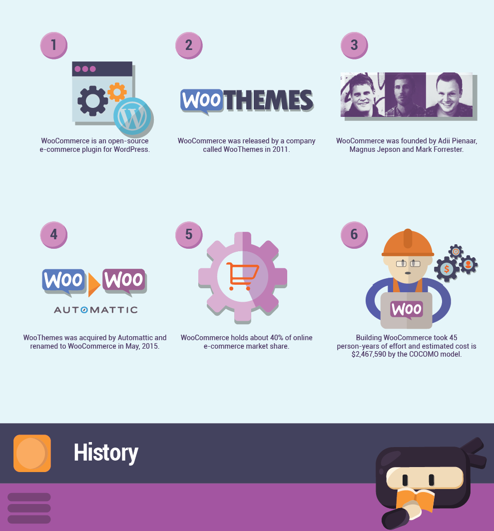 Infographics that shows WooCommerce History