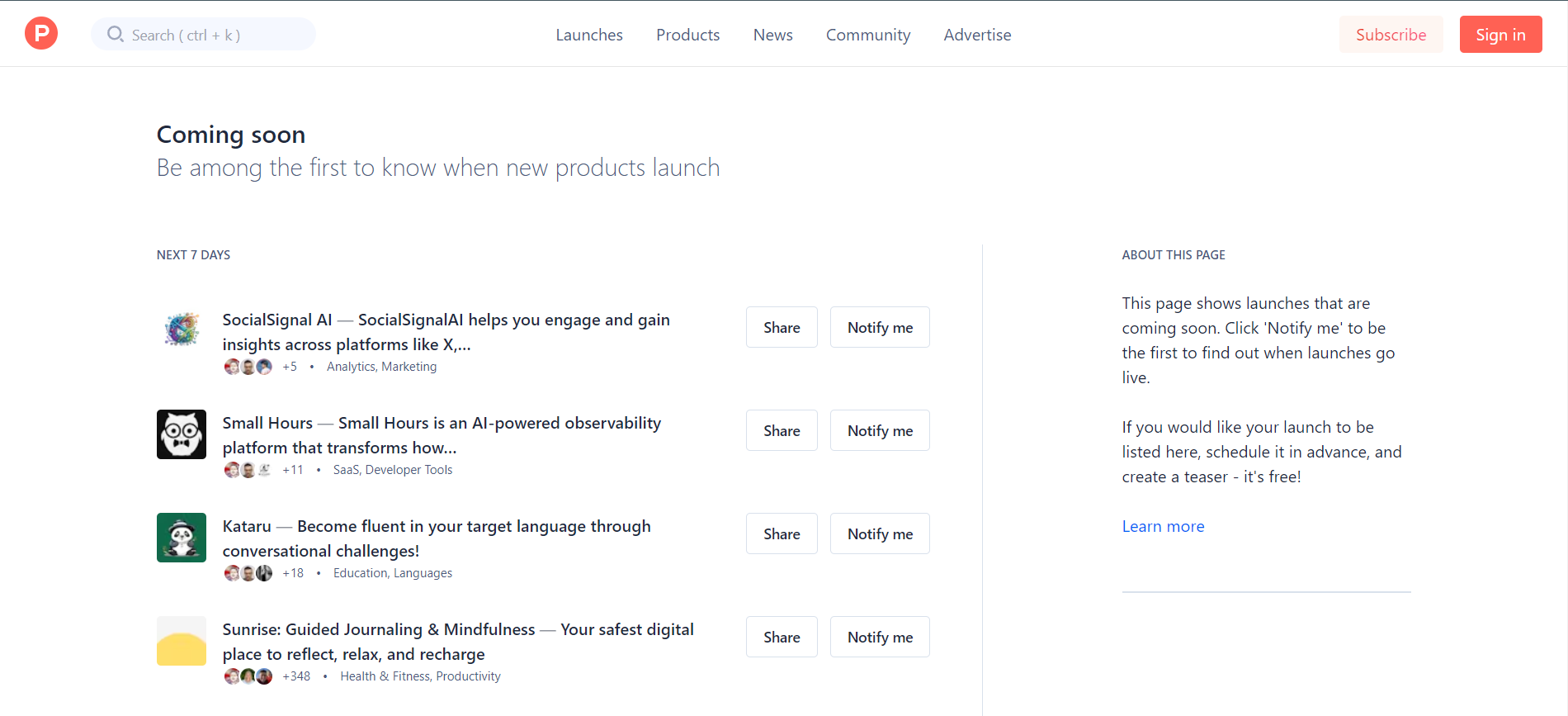 Product Hunt app launch