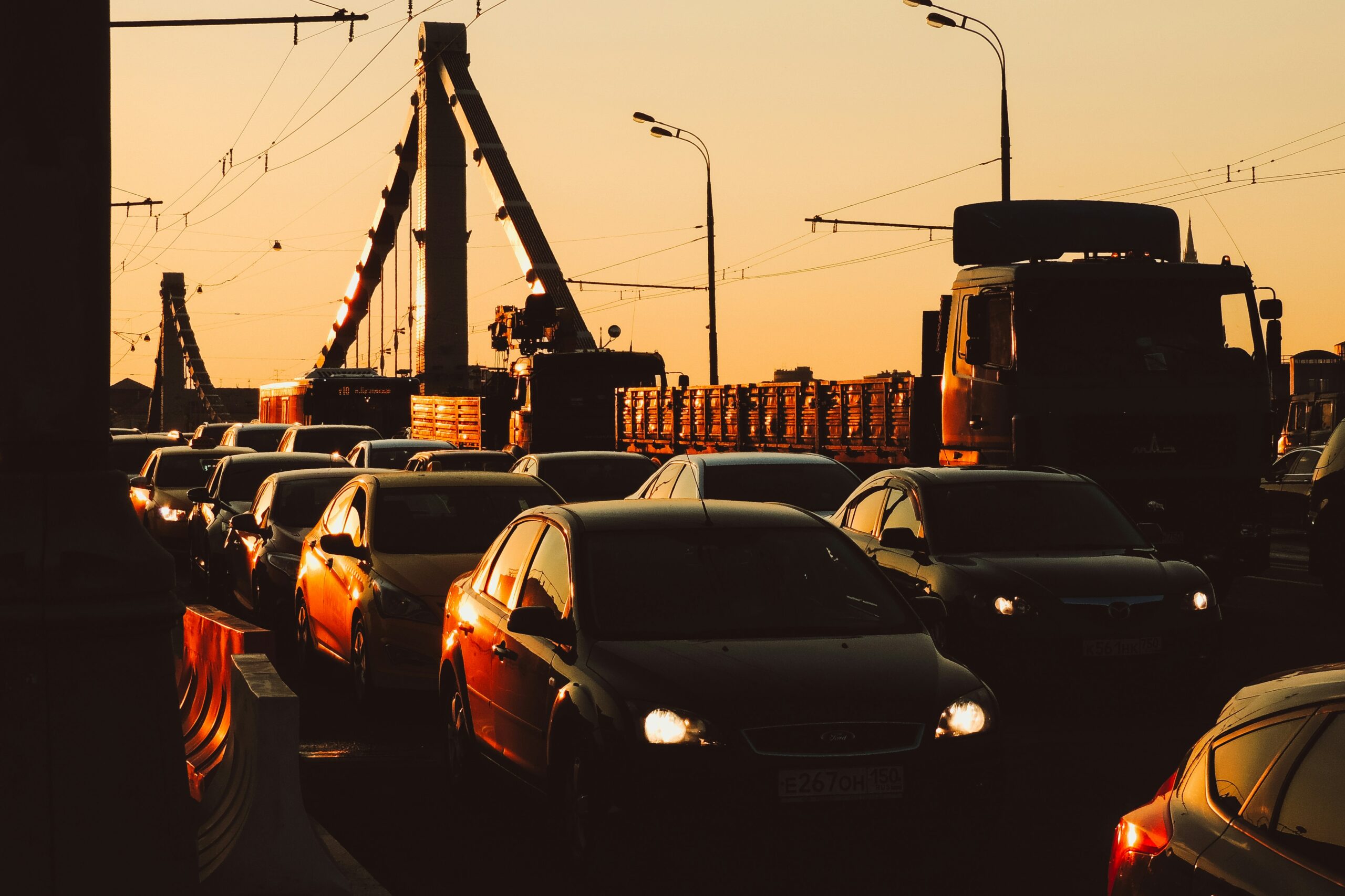 Heavy traffic congestion on a motorway during rush hour
