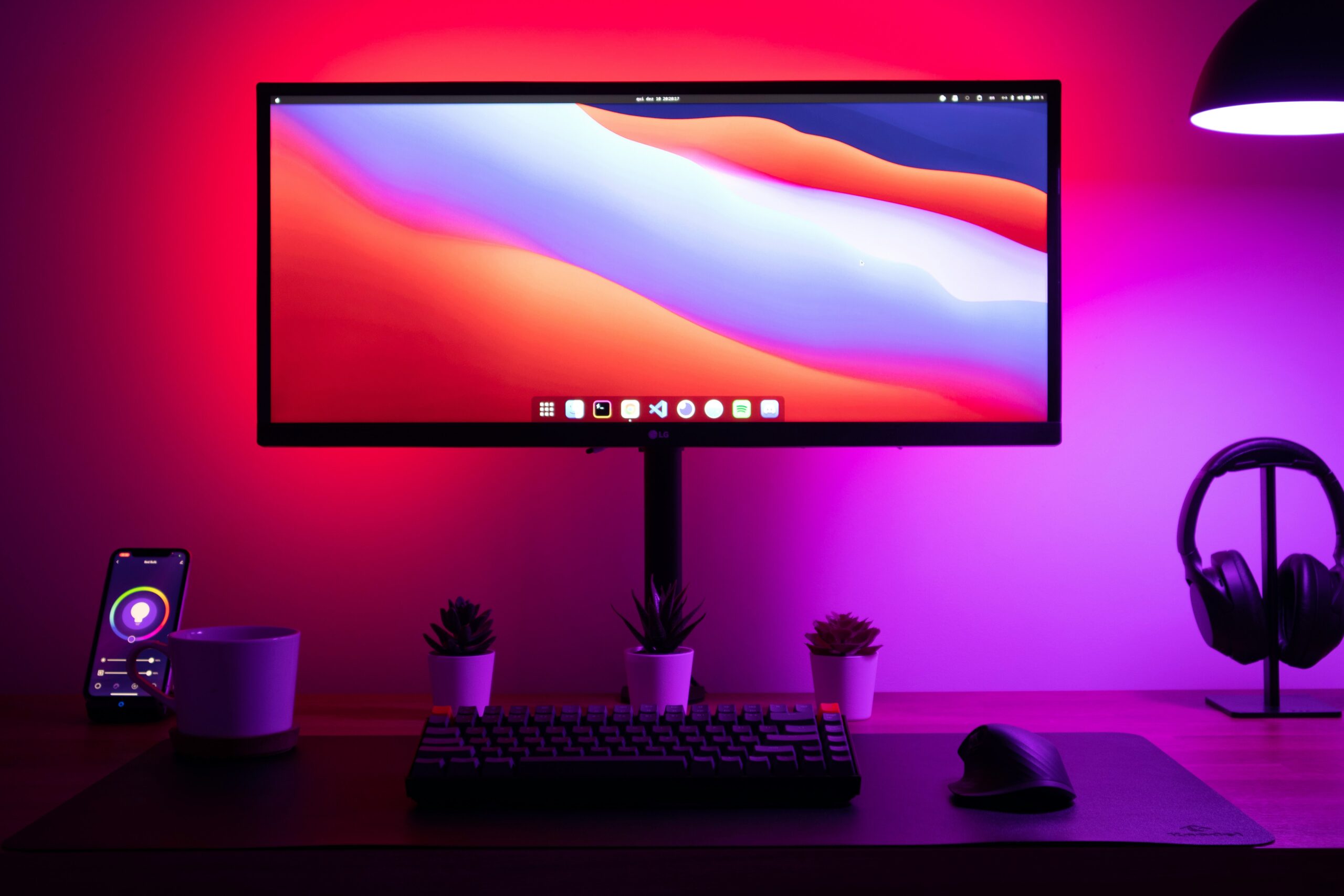 Smart lighting setup for home office, smart office