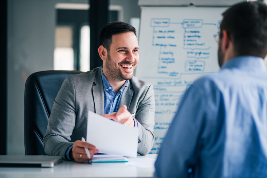Man interviewing an applicant