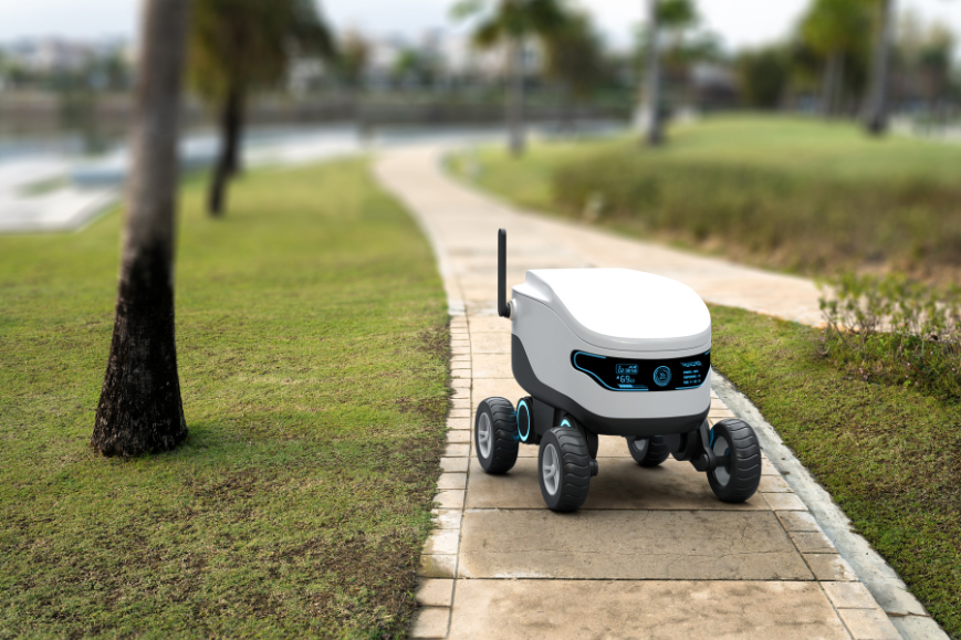 Delivery robot on the pathway