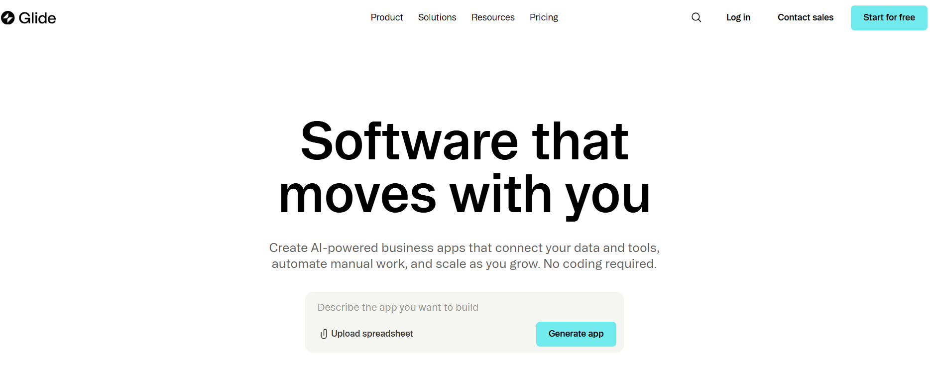 Glide homepage screenshot