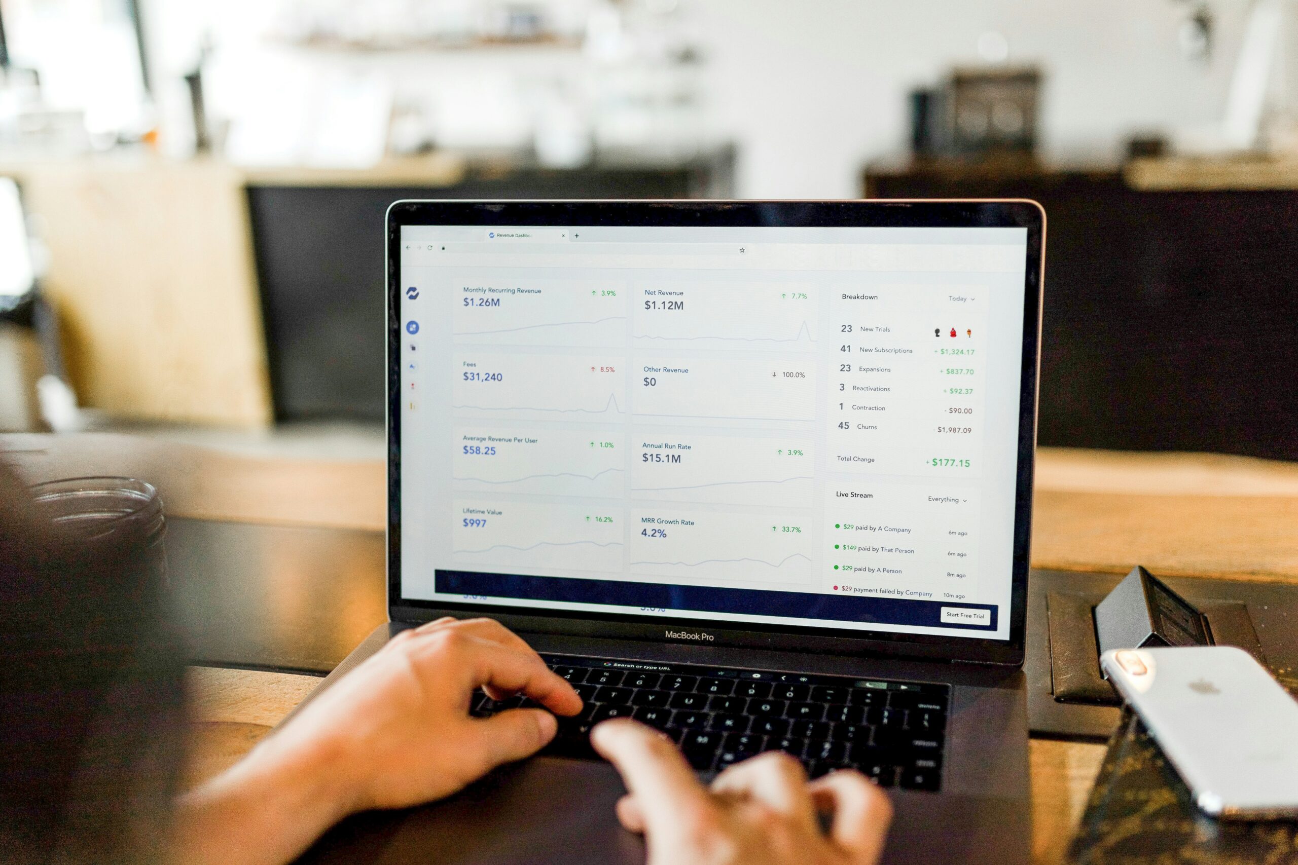 A screen of a laptop with sample finace tracker dashboard