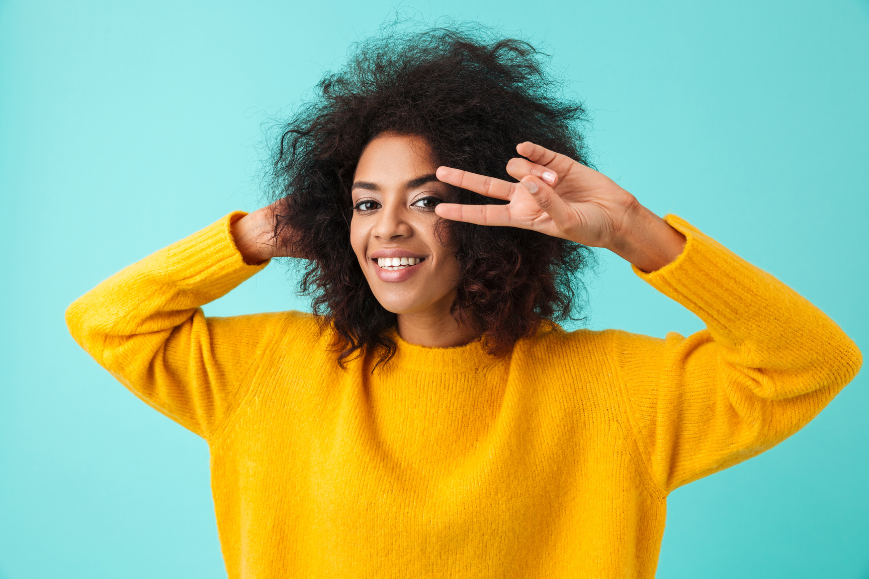 Woman with shaggy hairstyle
