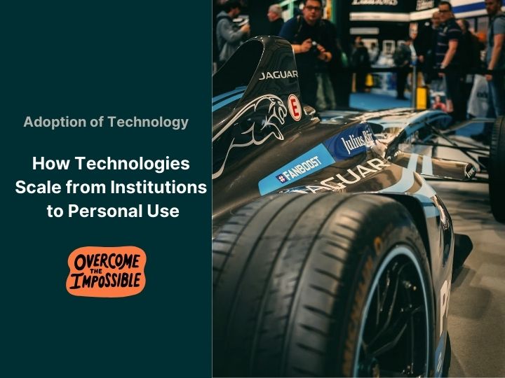 Adoption of Technology at a Societal Scale: From Institutions to Individuals